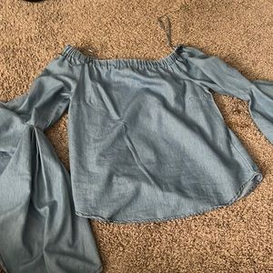 bell sleeve denim top